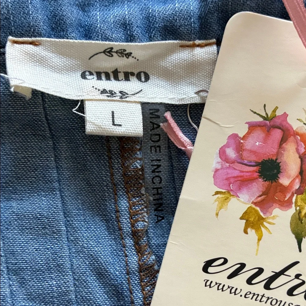 Entro Blue Denim Mini Dress with Pockets - Picture 4 of 6